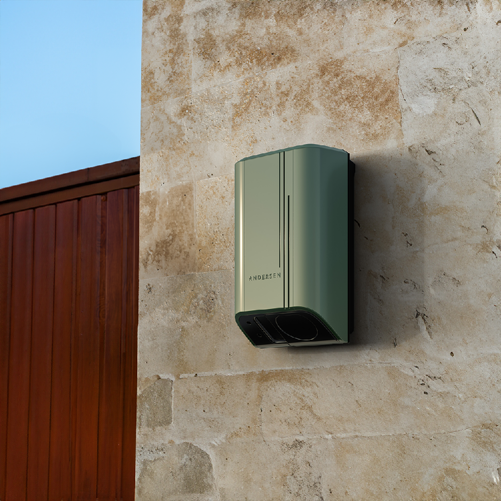 Front view of Andersen Quartz EV charger showing sleek modern design